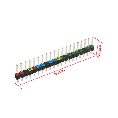 2pcs Raspberry Pi Pico Colorful Pin Header 20 Pins 2.54mm Spacing Gold-Plated Pins Quick Pin Identification Easy Soldering Electronic Components