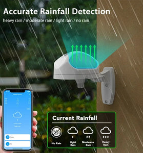 WKD-CS011 Tuya WiFi Smart Rain Sensor Outdoor IP66 Waterproof Rain Detector Wireless Real-Time Rain Detection Remote Monitor