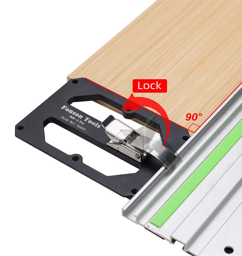 FONSON TOOLS Track Saw Square Right Angle Guide Circular Saw Guide Rail Angle Stop Compatible with Makita and Festool Guide Rail
