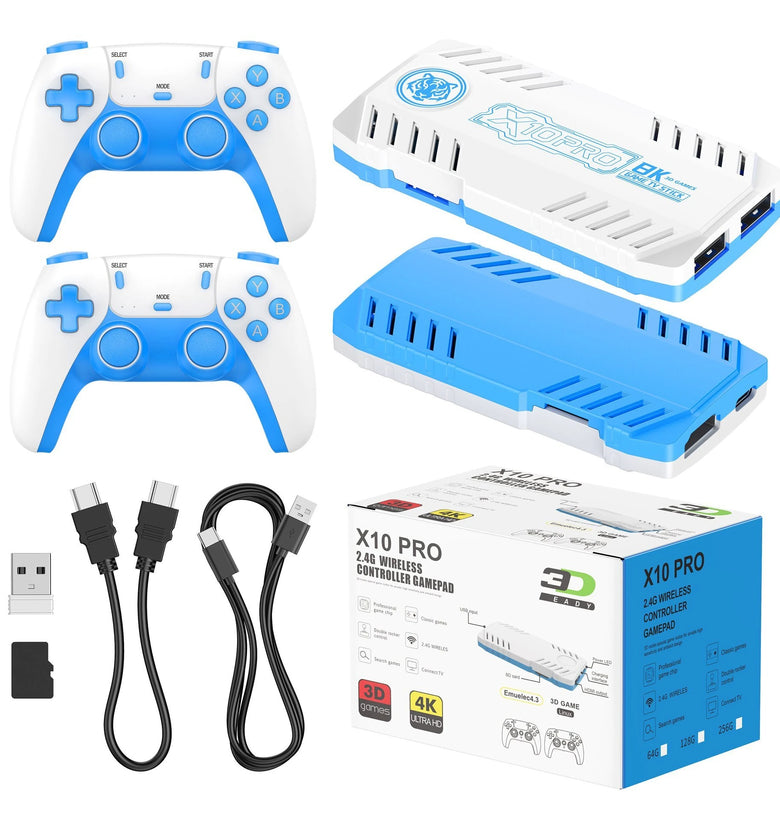 [128G] X10 Pro 10000+ Games TV Game Console 4K UHD Support HD Output 51 Emulators Plug and Play Retro TV Game Stick with 2 Wireless Controllers