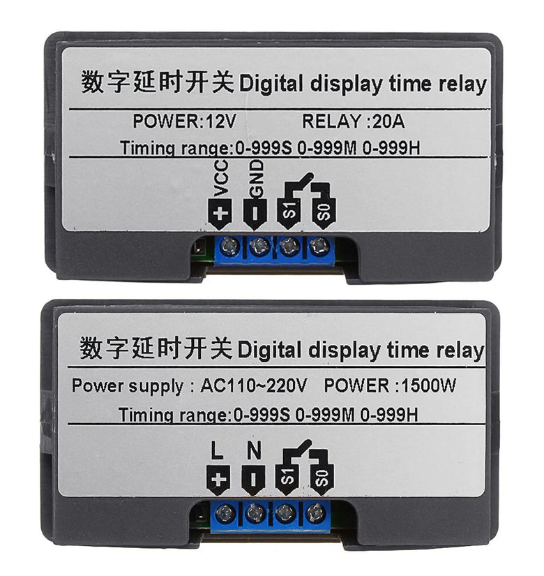 DC12V / AC110V-220V Digital Display Time Relay Automation Delay Timer Control Switch Relay Module