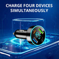 66W Fast Charge Car Charger 4 USB PD20W Type-C QC3.0 Display Car Charger USB Charger 4 Port Car Charger Adapter Voltage Meter Compatible with Samsung/iPhone Android iOS Devices