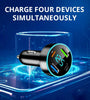 66W Fast Charge Car Charger 4 USB PD20W Type-C QC3.0 Display Car Charger USB Charger 4 Port Car Charger Adapter Voltage Meter Compatible with Samsung/iPhone Android iOS Devices