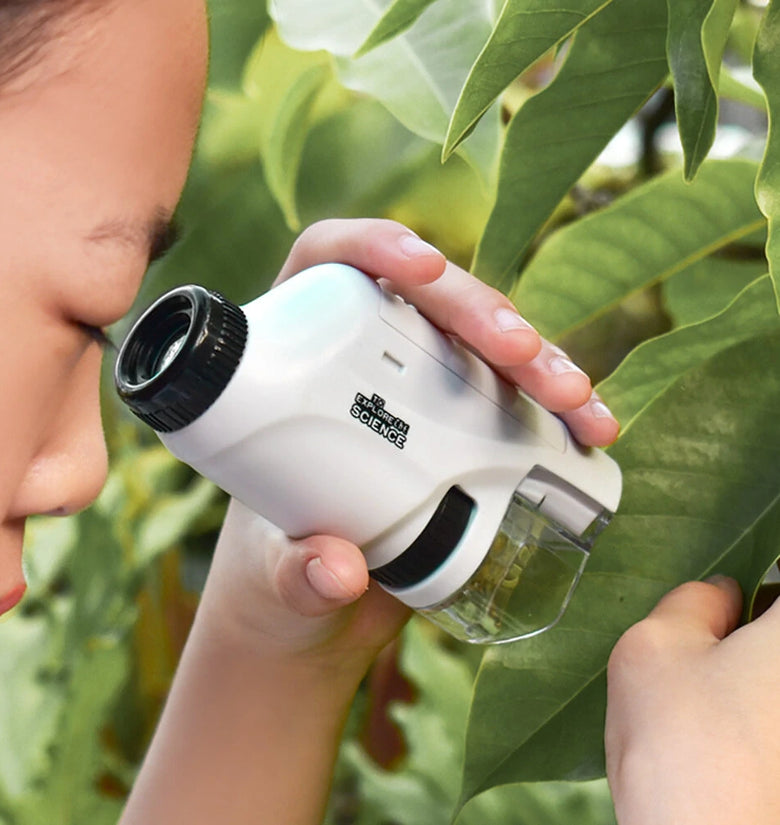 Mini Microscope Handheld LED Light Portable Microscope 60X-120X Magnification Educational Science Toy for Exploration and Learning