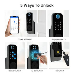 GT01-2 Waterproof Tuya TTLOCK Smart Door Lock Wifi Double Side Fingerprint Lock Outdoor Gate Digital Password Remote App Home Electronic Rim Lock