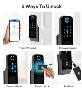 GT01-2 Waterproof Tuya TTLOCK Smart Door Lock Wifi Double Side Fingerprint Lock Outdoor Gate Digital Password Remote App Home Electronic Rim Lock