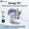 Sanag T51S TWS bluetooth Earbuds ANC Earphone -48dB Active Noise Canelling 6-Mic AI Call Noise Reduction 360 Surround Sound 30H Playback Sports Headphones