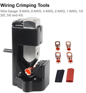 Universal Hammer Type Crimping Tool Spring Loaded Cable Lug Crimper Stainless Steel Wire Gauge 8 AWG to 4/0 Electrical Terminal Crimp Pliers Portable Wiring Connector Tool