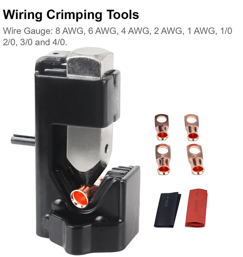 Universal Hammer Type Crimping Tool Spring Loaded Cable Lug Crimper Stainless Steel Wire Gauge 8 AWG to 4/0 Electrical Terminal Crimp Pliers Portable Wiring Connector Tool