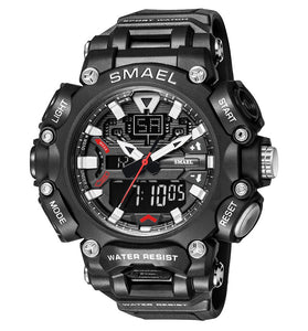 SMAEL Men Sport Digital Dual Display Watch Multi-function LED Luminous Waterproof Date Week Alarm Wristwatch