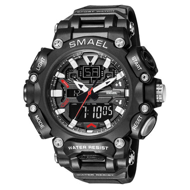 SMAEL Men Sport Digital Dual Display Watch Multi-function LED Luminous Waterproof Date Week Alarm Wristwatch