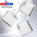 LYK-881 65W 6-Port  USB Charger 5USB-A+Type-C ast Charging Wall Charger Adapter EU Plug US Plug for iPhone 12 13 14 14 Pro for Samsung Galaxy S23 for Xiaomi13pro for Oppo Reno9