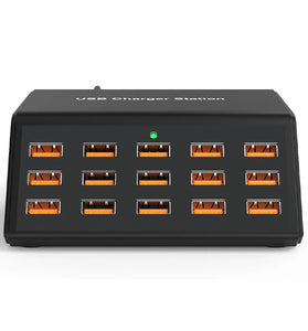 100W 15-Port USB Charger 15xUSB-A Fast Charging Desktop Charging Station EU Plug US Plug for Huawei Pura 70 Ultra for Xiaomi Civi 4Pro for Samsung Galaxy Z Fold6 for iPhone 15 14 13 12 Pro