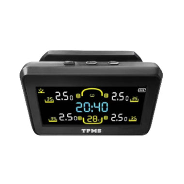 RedrRover Car Large LCD Screen TPMS Tire Pressure Monitoring System Solar Charging Time Display with 4 Sensors