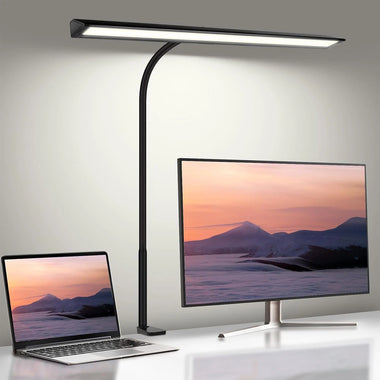 LED Desk Lamp with Clamp 25 Lighting Modes Eye-Caring USB Powered Flexible Gooseneck Adjustable Color and Brightness Timer Function Energy Efficient for Office Home Reading Study
