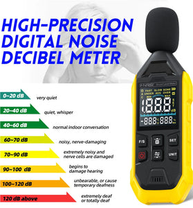 FNIRSI FDM01 High-Precision Digital Noise Decibel Meter 31.5Hz-8.5KHz Range 30-130dB Fast Slow Response Top Rated Acoustic Analysis Tool