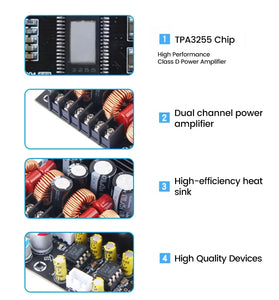 TPA3255 HiFi Amplifier Board 2 Channel Digital Audio Module High Power Output 315W 4 Class D Chip Low Distortion Wide Frequency Range