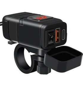 12V-24V QC3.0 Motorcycle USB Charger Adapter with Switch Voltmeter Socket Motor Charger Waterproof For Phone GPS