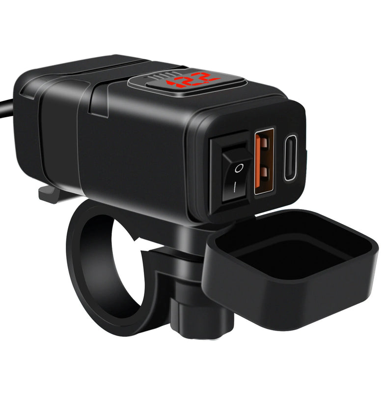 12V-24V QC3.0 Motorcycle USB Charger Adapter with Switch Voltmeter Socket Motor Charger Waterproof For Phone GPS