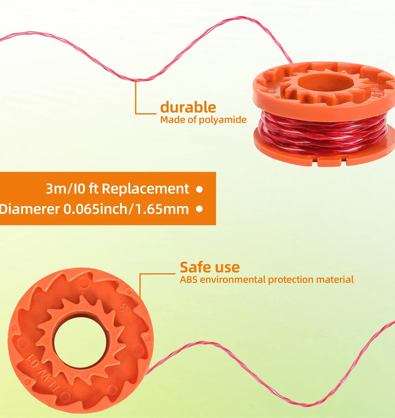 12PCS WA0010 Edger Spools Replacement for Worx Trimmer Spool Line Trimmer Line Refills 0.065 inch Suitable for Worx String Trimmers
