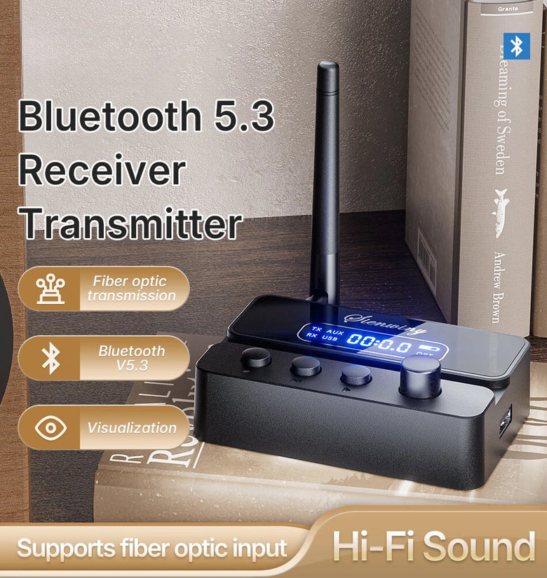 Bluetooth 5.3 Receiver Transmitter S3 HiFi Audio Wireless Adapter 15m Long Range AUX RCA USB Optical Fiber Connection