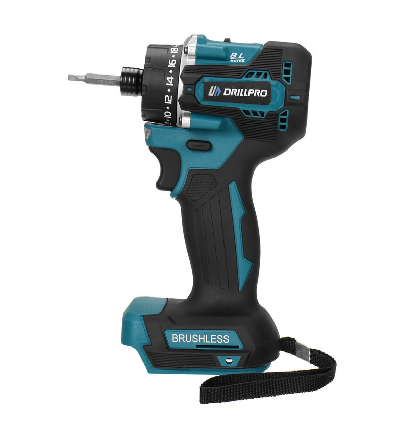 Drillpro 20+1 Brushless Electric Screwdriver 1000W Torque with Dual Speed Capabilities Compatible with Mak 18V Batteries Ideal for Steel and Woodworking Tools