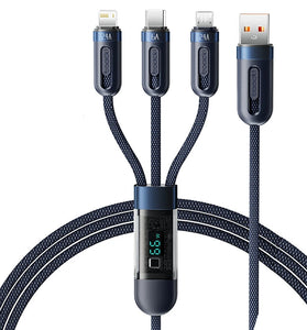 Toocki TQ-X62 6A 66W USB-A to Type-C/Micro/iP Cable Digital Display Fast Charging Data Transmission Thicken Copper Core Line 1.2M Long for iPhone 16 15 14 13 Pro for Huawei Mate XT for Xiaomi MIX Fold4 for Samsung Galaxy Z Fold6