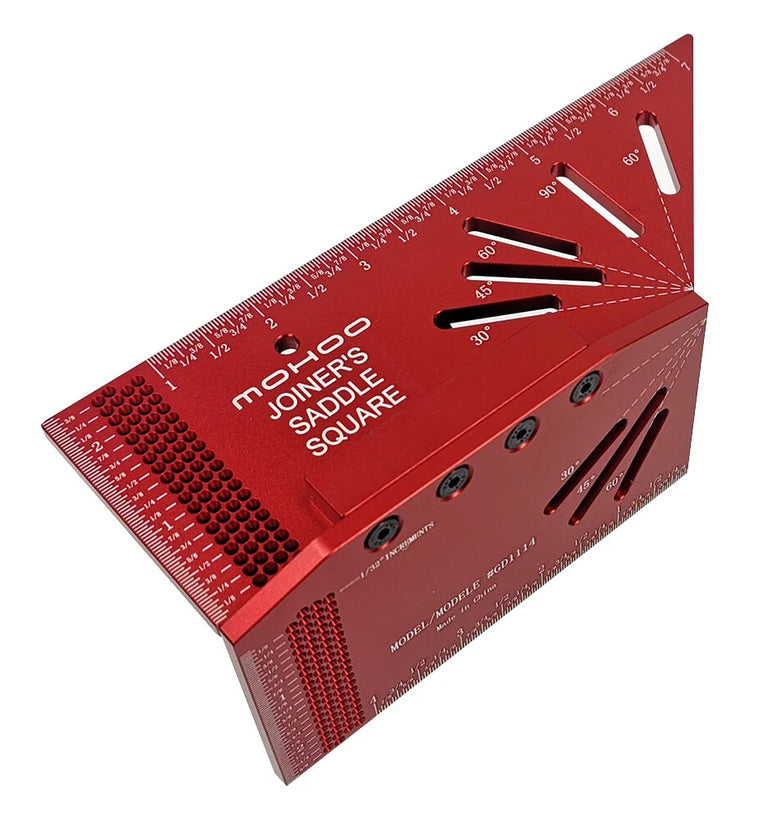 Mohoo Aluminum Alloy Woodworking Saddle Layout Square Gauge 3D Mitre Angle Measuring Template Tool Carpenter Layout Ruler