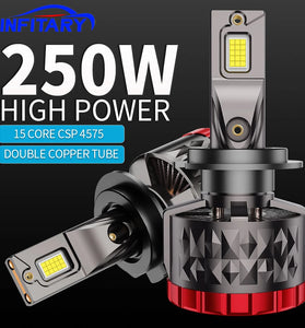 INFITARY 6000K 7700LM Dual Copper Tube Car LED Headlights 240W High Brightness Waterproof Heat Dissipation Automotive Lamp Q7A