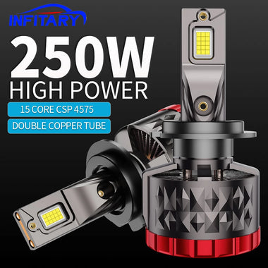 INFITARY 6000K 7700LM Dual Copper Tube Car LED Headlights 240W High Brightness Waterproof Heat Dissipation Automotive Lamp Q7A
