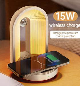 Elfeland 3 in 1 Night Light With Wireless Phone Charging Function Bluetooth Speaker Bedside Music Night Lamp