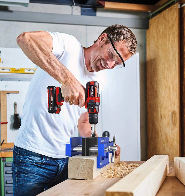 Metric/Imperial Scale Self-Centering Doweling Jig Kit Drill Jig For Straight Holes Biscuit Joiner Set With 6 Drill Guide Bushings Adjustable Width