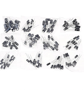 120PCS 12 Values 0.22UF-470UF In-line Electrolytic Capacitor Assortment Kit