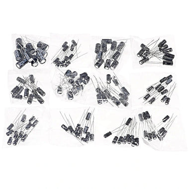 120PCS 12 Values 0.22UF-470UF In-line Electrolytic Capacitor Assortment Kit