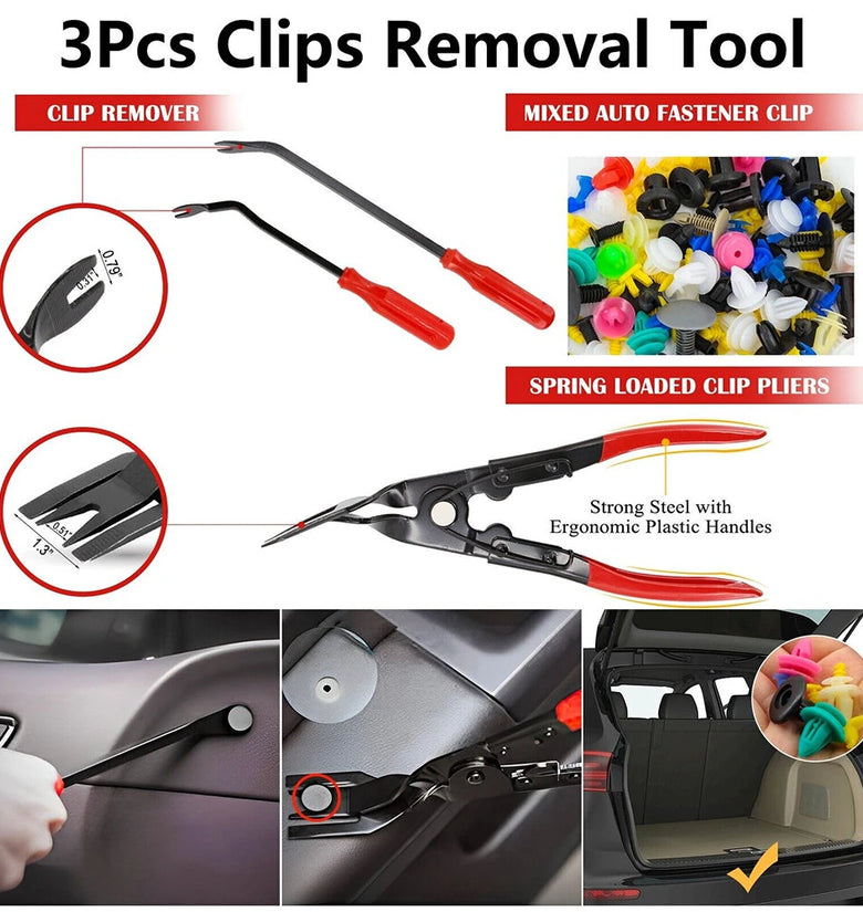335pcs Car Audio Installation Removal Tool Interior Door Panel Pry Plate Navigation Instrument Clip Set