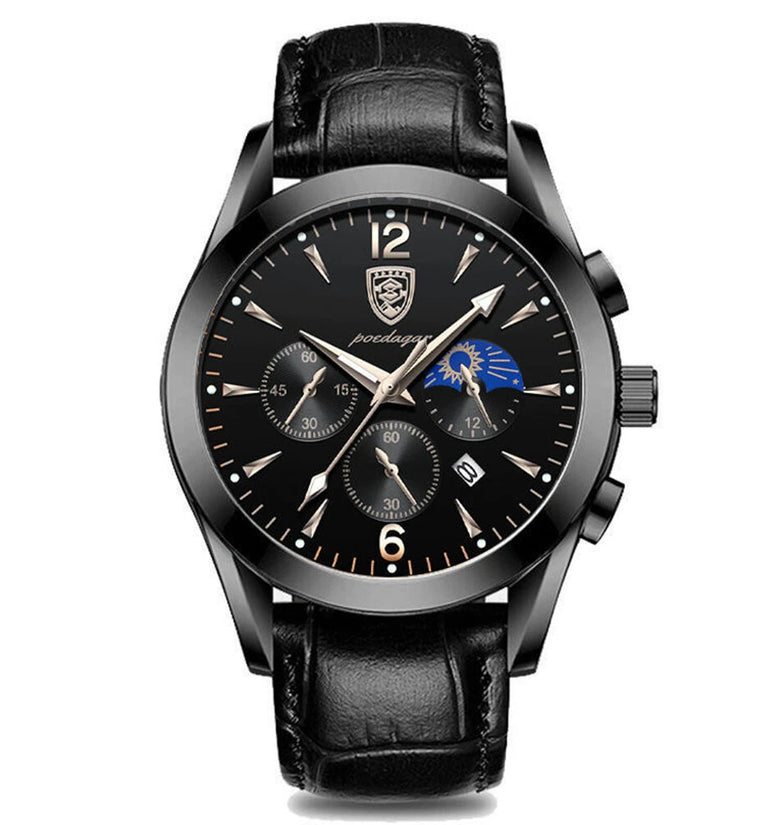 POEDAGAR Men Watches Waterproof Luminous Calendar Quartz Watch Stainless Steel Leather Watch Fashion Luxury Business Wristwatch