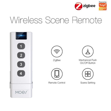 Moes Tuya Smart Zigbe Scene Switch 4 Gang 12 Scenes Remote Tuya Zigbe Hub Required No Control Devices Limitation