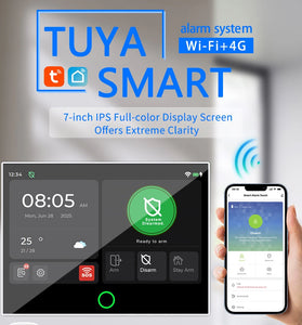 Tuya Smart Home Security Alarm System 4G WiFi Wireless 7-inch Screen Real-time Monitoring Instant Notification Voice Activation
