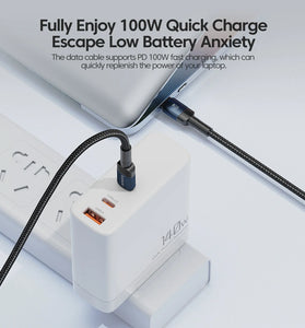 Toocki 100W Type-C to Type-C Cable QC4.0 Fast Charging Data Transmission Thick Wire Core Line 0.5M/1M/2M Long for Huawei Mate50 for Xiaomi Mi13 for Samsung Galaxy Z Flip 4 for OPPO Reno8 for Pad Air4 10.9