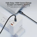 Toocki 100W Type-C to Type-C Cable QC4.0 Fast Charging Data Transmission Thick Wire Core Line 0.5M/1M/2M Long for Huawei Mate50 for Xiaomi Mi13 for Samsung Galaxy Z Flip 4 for OPPO Reno8 for Pad Air4 10.9