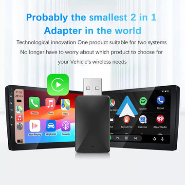 YUEHOO 2 in 1 Wireless CarPlay Adapter for Apple & Android Car Wireless CarPlay Dongle Receiver Adapter for Wired Wireless Adapter for Android Car iOS Plug and Play