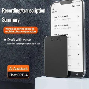 A3 AI Voice Recorder 64GB AI ChatGPT-4 Intelligent Voice Recorder Audio App Phone Call Record Transcribe Summarize Voice to Text conversion Device