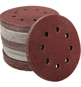 100pcs 125mm 8 Holes Abrasive Sand Discs 60-240 Grit Sanding Papers