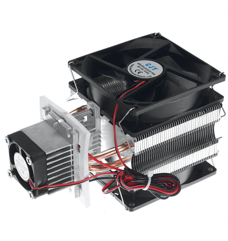 12V 10A Two-tube Cooler Semiconductor Refrigeration Cooling System DIY Kit for Mini Air Conditioner with Power Supply