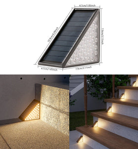 Elfeland 2Pcs Triangle Solar Step Lights Outdoors LED Decoration Lamps with Intelligent Light Control Waterproof Design for Stairs Pathway Garden Patio Easy Installation