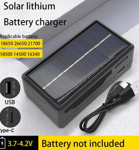Solar Charger Type-C Multi Functional Portable Lithium Battery Holder Compatible with 18650/26650/21700 Rechargeable Battery Power Bank Case