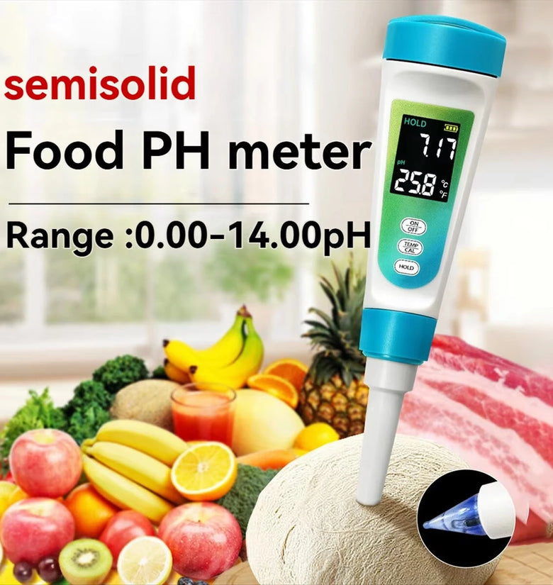A03R PH Food PH Meter Detector PH-012 PH Meter Backlight LCD Digital Water Quality Tester Pen Temperature Meter 0.00-14.00ph