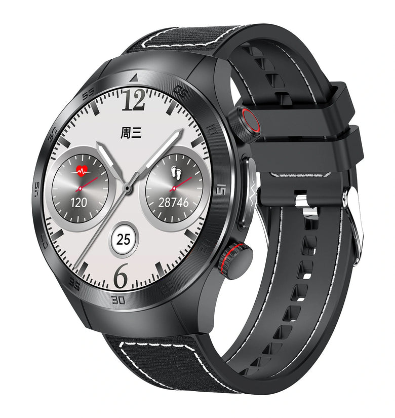 E800 1.49inch AMOLED Display Physical Laser Therapy ECG bluetooth Call Heart Rate Blood Pressure Blood Oxygen Monitor Blood Sugar Uric Acid Blood Lipids Body Temperature Measurements HRV-AI Medical Diagnosis SOS Emergency Call Sleep Monitoring Smart Watch