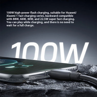 Baseus Ultra-fast Series 6A 100W USB-A to Type-C Cable Fast Charging Data Transmission Copper Core Line 1M/2M Long for iPhone 16 16 Pro 15 Pro Max for Huawei Pura X for Xiaomi 15pro for Samsung Galaxy S25 Ultra