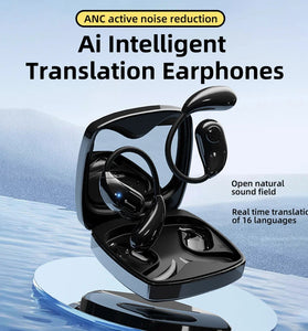 K5 AI Smart Translation Earphones bluetooth 5.4 Earbuds 16.2mm Large Drivers HiFi Bass Sound 30H Playback Multi-language Simultaneous Translation Earhooks Headphones